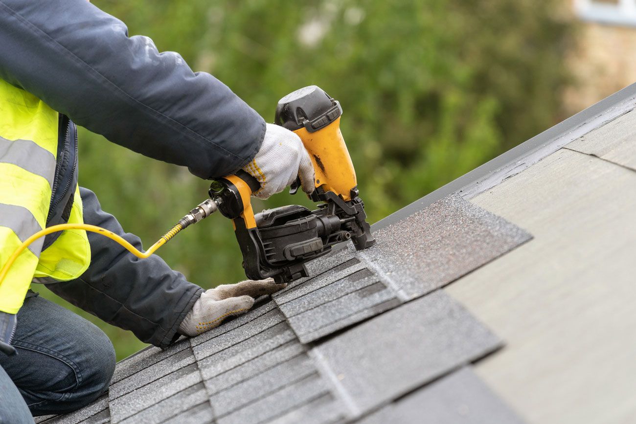 Hail-damaged roof inspection in Platte City, MO